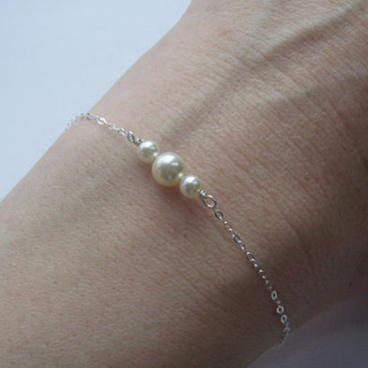 Beaded Pearl Bracelet White Pearl Glossy