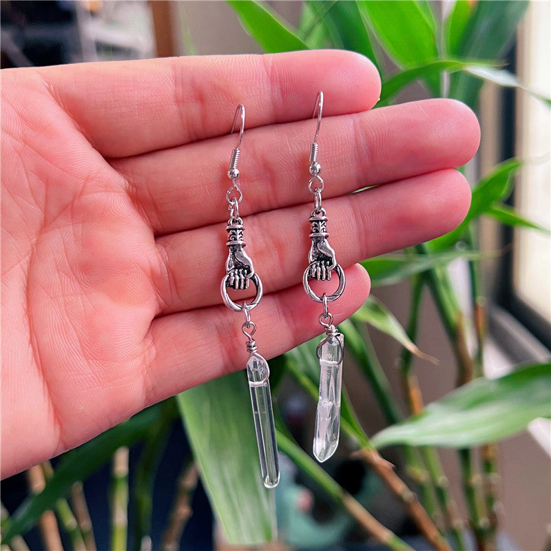 European And American Fashion New Gothic Crystal Column Earrings