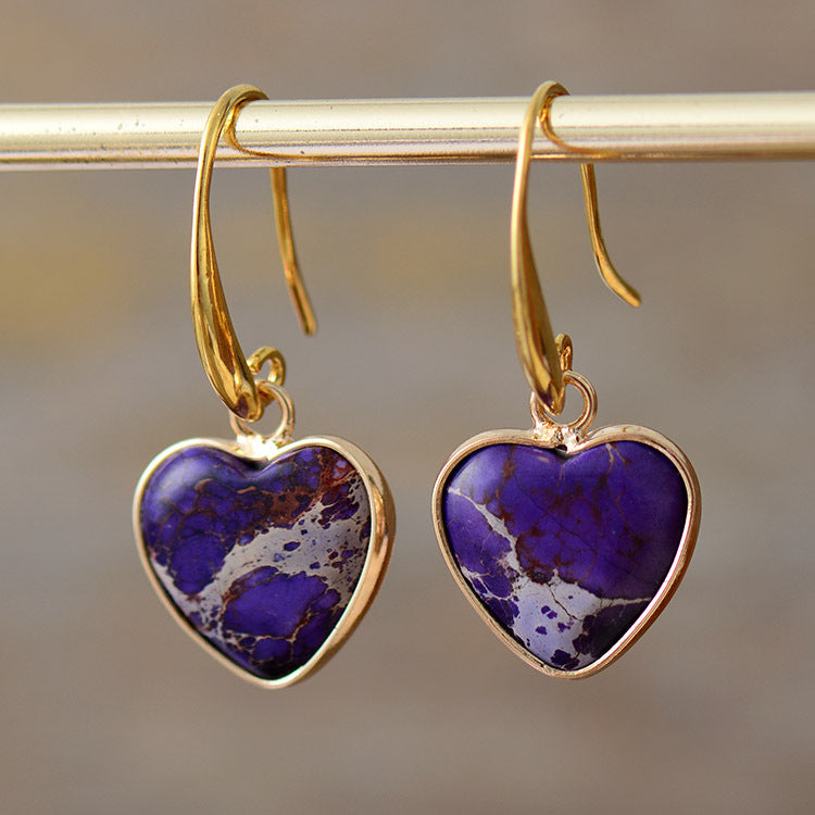 Classic Imperial Stone Heart Pendant Earrings