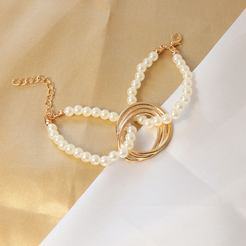 Fashion Freshwater Pearl Geometric Alloy Bracelet