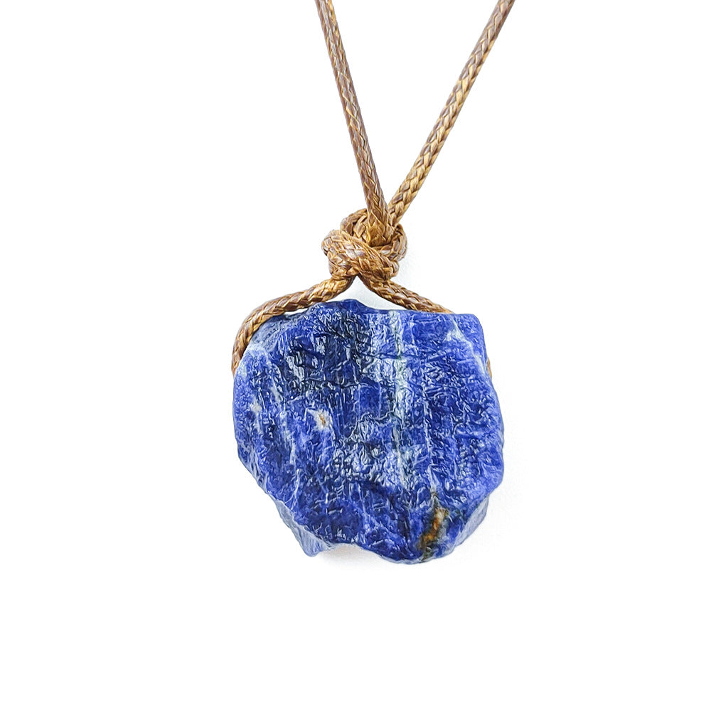 Irregular Specimen Of Natural Crystal Agate Rough Pendant Necklace