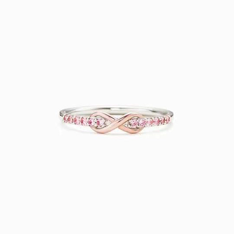 Women's Small And Lucky Silver Ring With 8 Characters Inlaid With Zircon