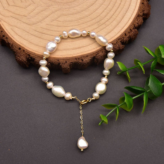 Natural Freshwater Pearl Double-sided Polished Bracelet