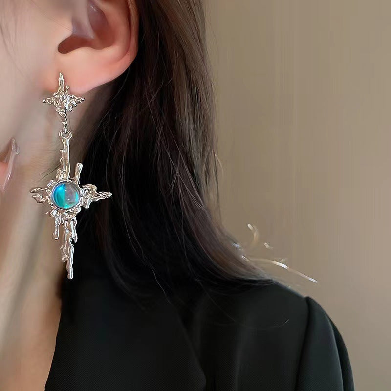 Women's Moonstone Sun Tassel Earrings