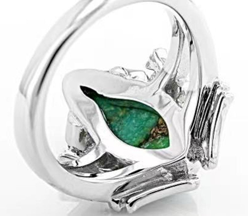 Silver Creative Personality Cute Turquoise Frog Animal Ring