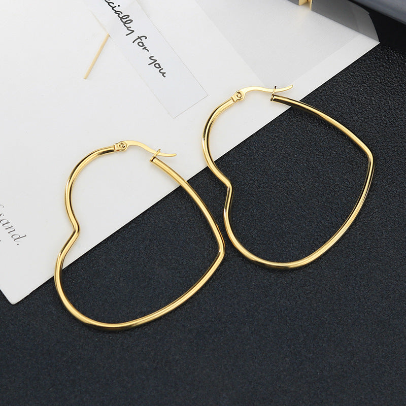 Fashion Titanium Heart Hoop Earrings