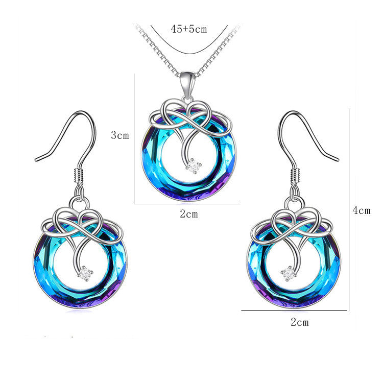 Infinite Love Crystal Necklace And Earrings Suite