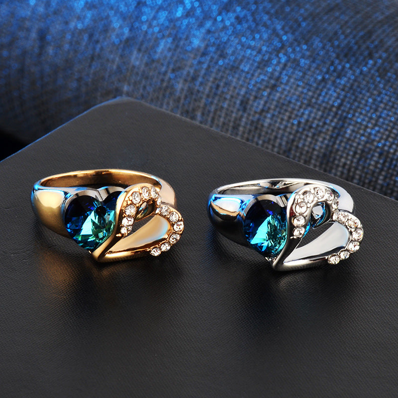 Sapphire Crystal Sea Heart Diamond Ring