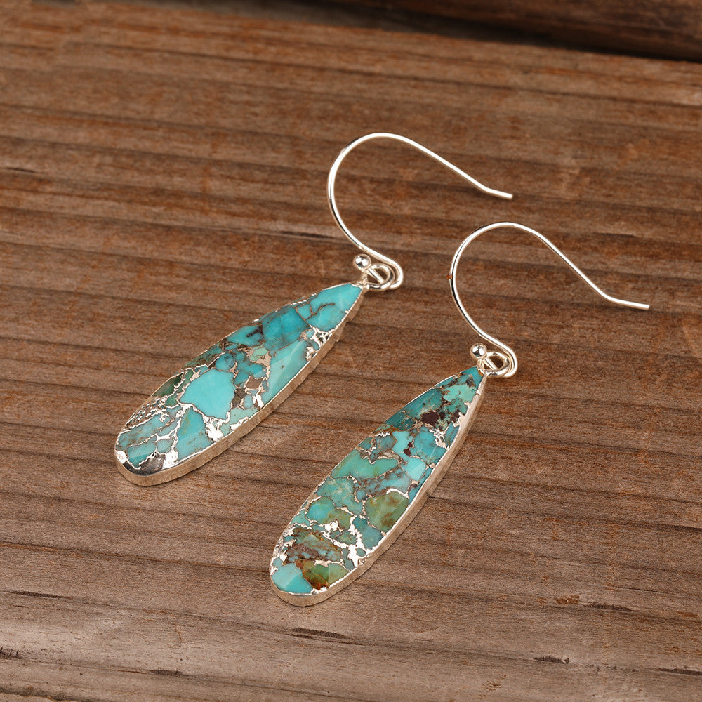 Women Natural Stone Earrings Drop Pendant