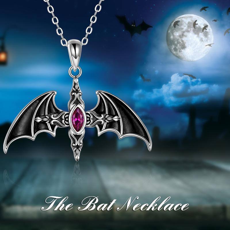 Bat Necklace 925 Sterling Sliver Celtic Cross Pendant Gothic Jewelry