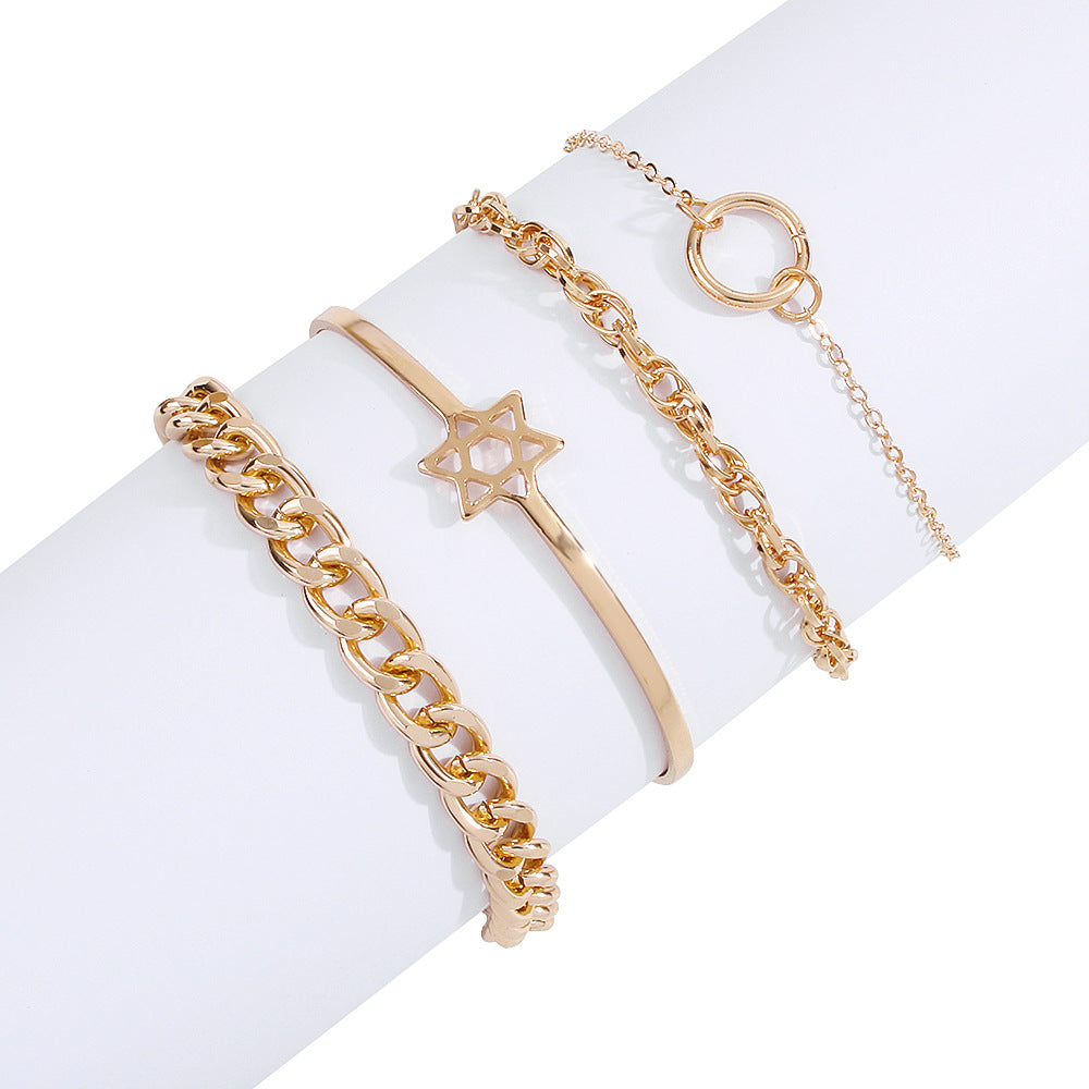 Chain Bracelet Ring Six-pointed Star Geometric Simple Bracelet