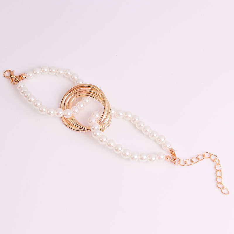 Fashion Freshwater Pearl Geometric Alloy Bracelet