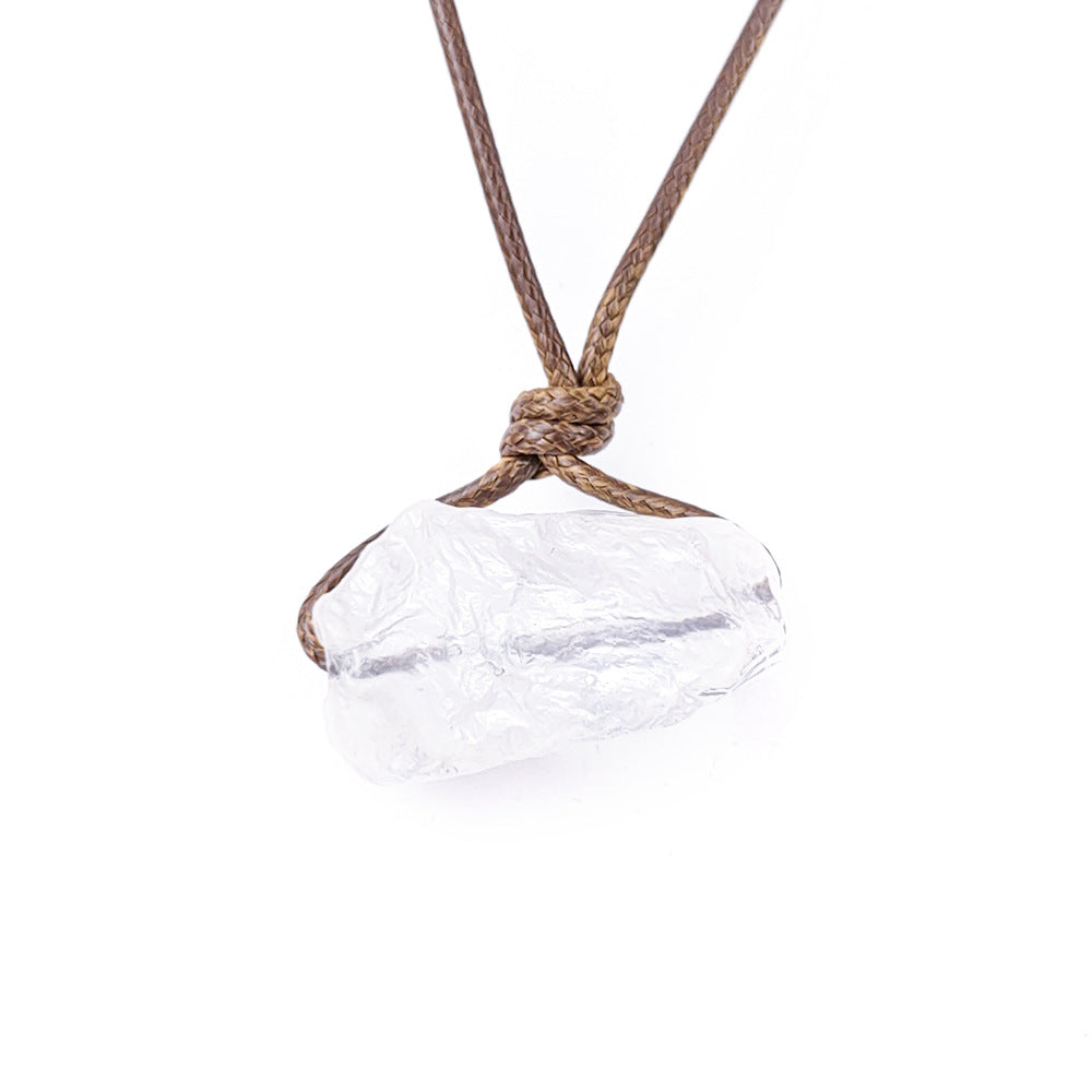 Irregular Specimen Of Natural Crystal Agate Rough Pendant Necklace