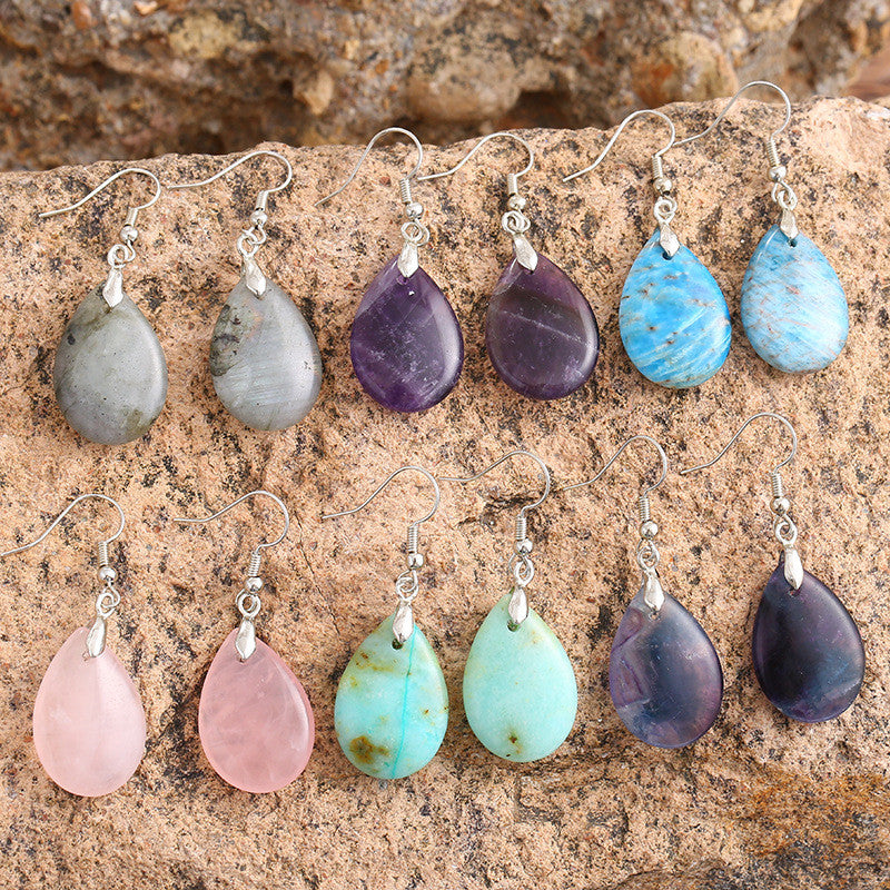 Bohemian Drop-shaped Multicolor Stone Earrings