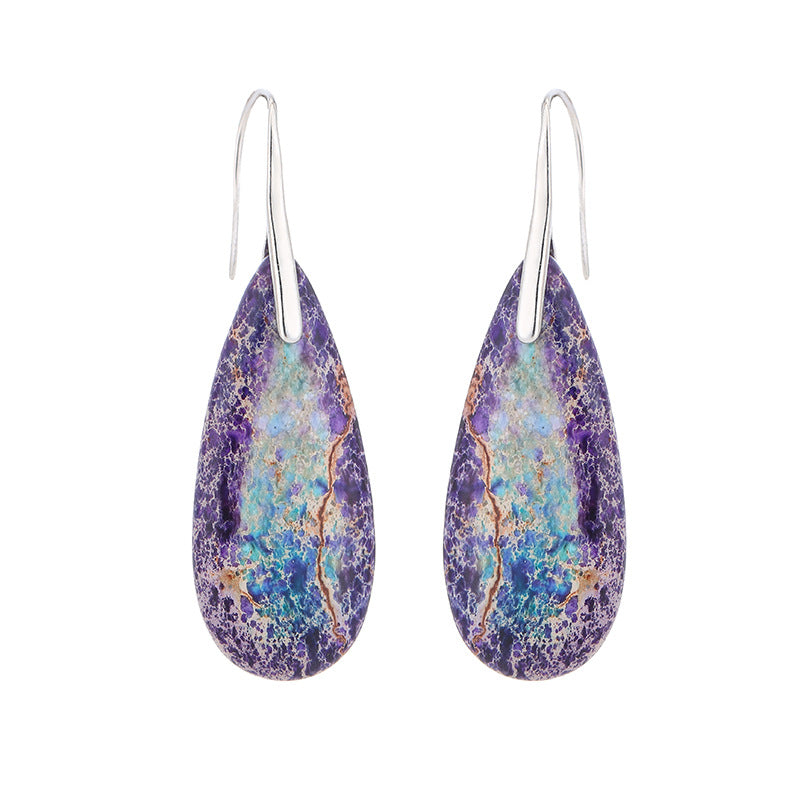 Emperor Stone Earrings Colored Natural Stone Drop Shaped Earrings