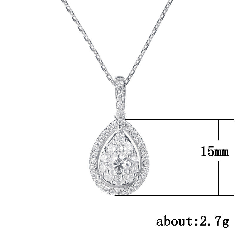 Bronze Full Diamond Drop-shaped Zircon Necklace