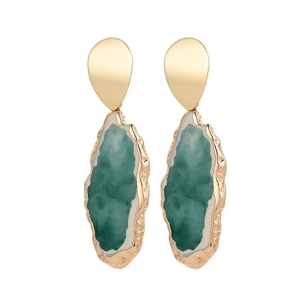 Irregular Shaped Artificial Jade Stone Earrings