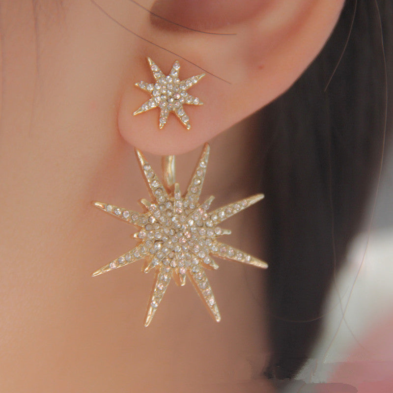 Diamond Back Hanging Snowflake Earrings