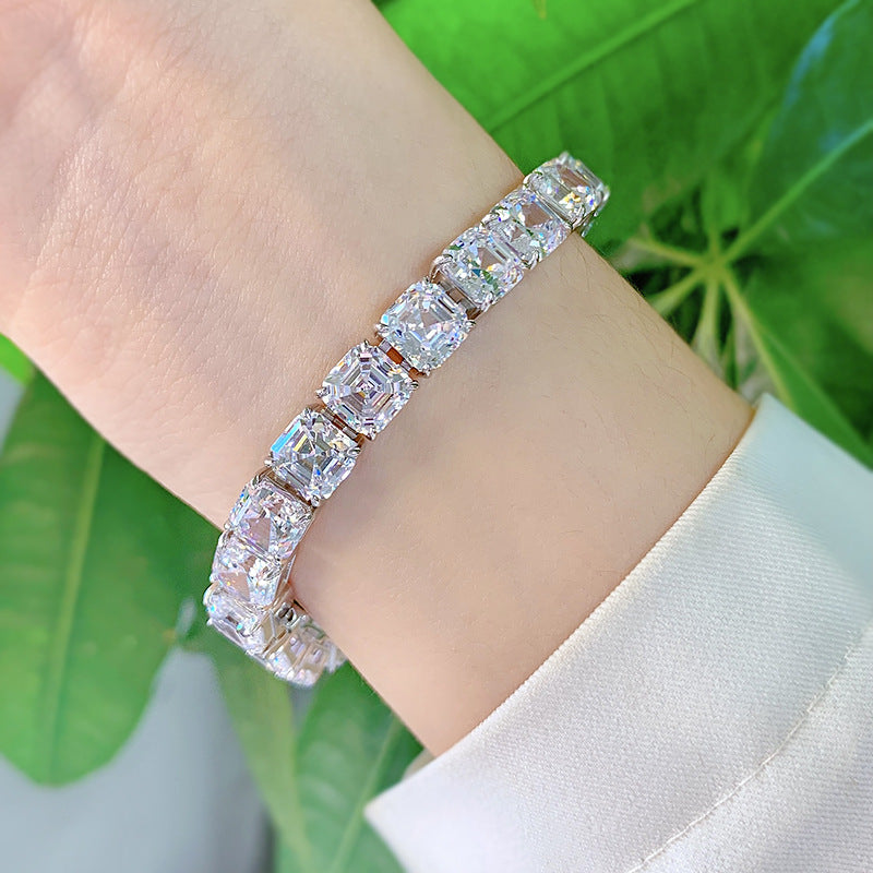 Fashion New S925 Sterling Silver Full Diamond Bracelet