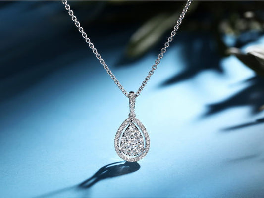 Bronze Full Diamond Drop-shaped Zircon Necklace