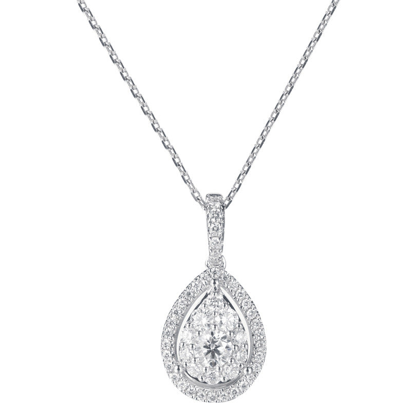 Bronze Full Diamond Drop-shaped Zircon Necklace