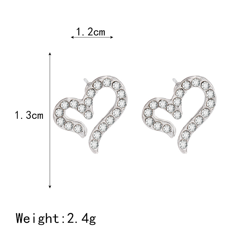 Alloy Geometric Love Diamond Earrings