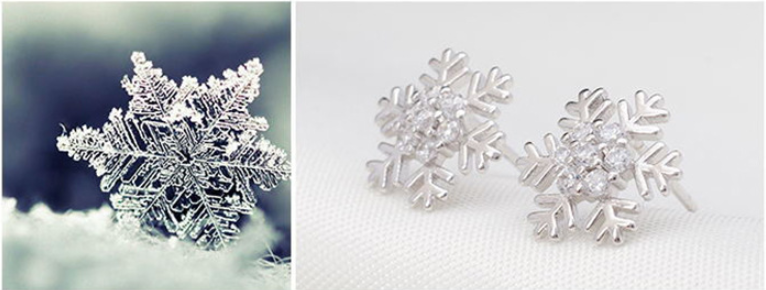 Women's Sweet Diamond Snowflake Stud Earrings