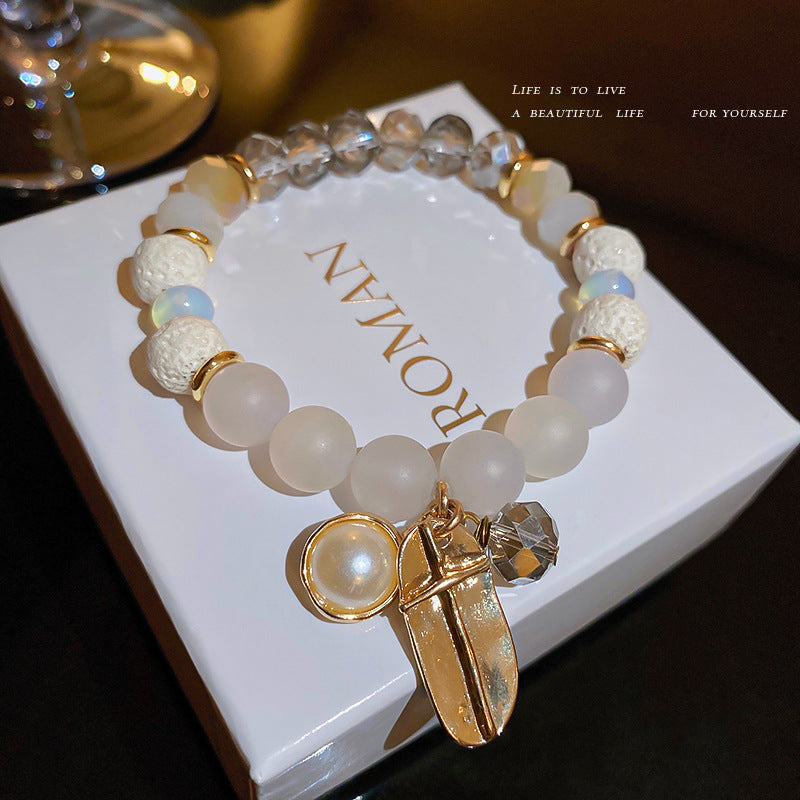 Geometric Zircon Crystal Pearl Bracelet