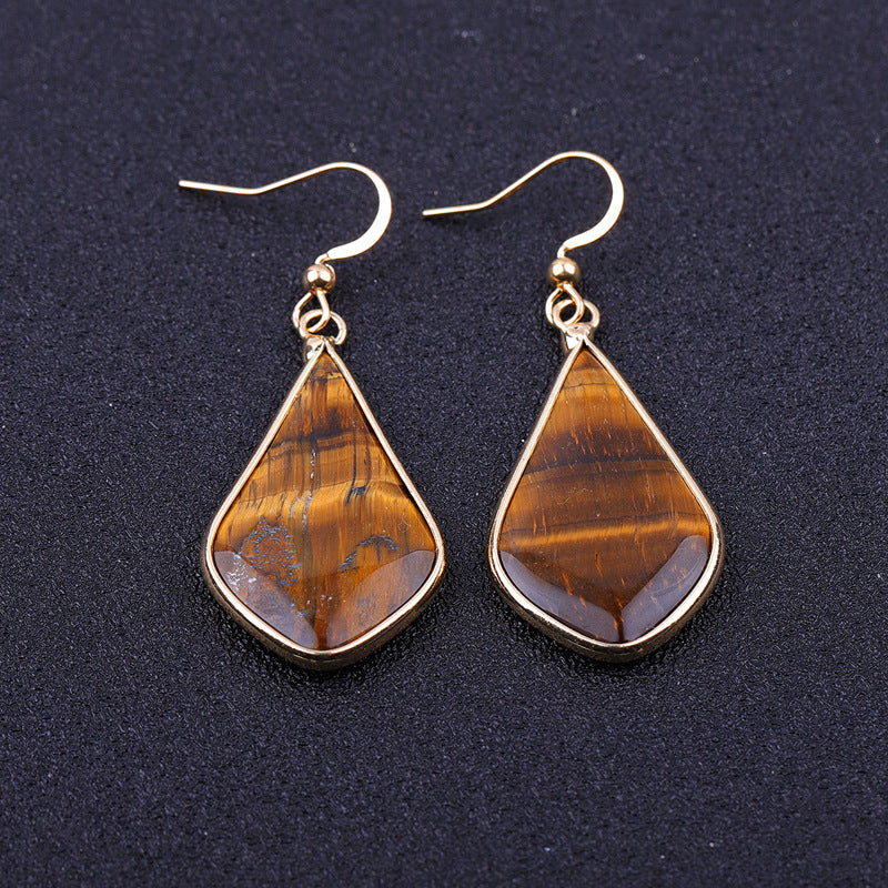 New Natural Stone Diamond Drop Earrings