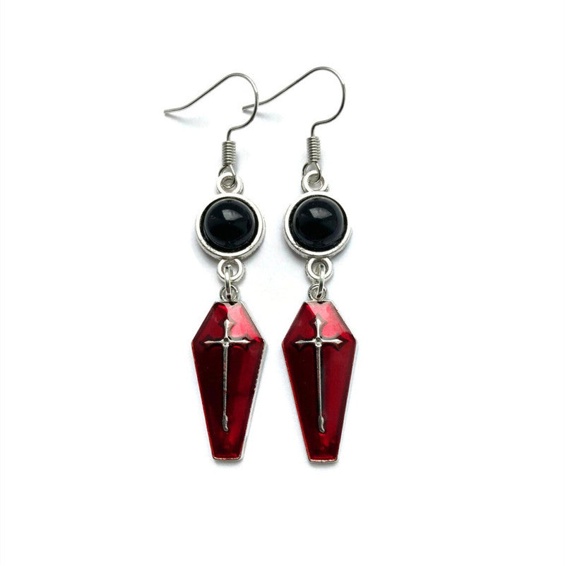 Women's Fashion Gothic Coffin Cross Earrings