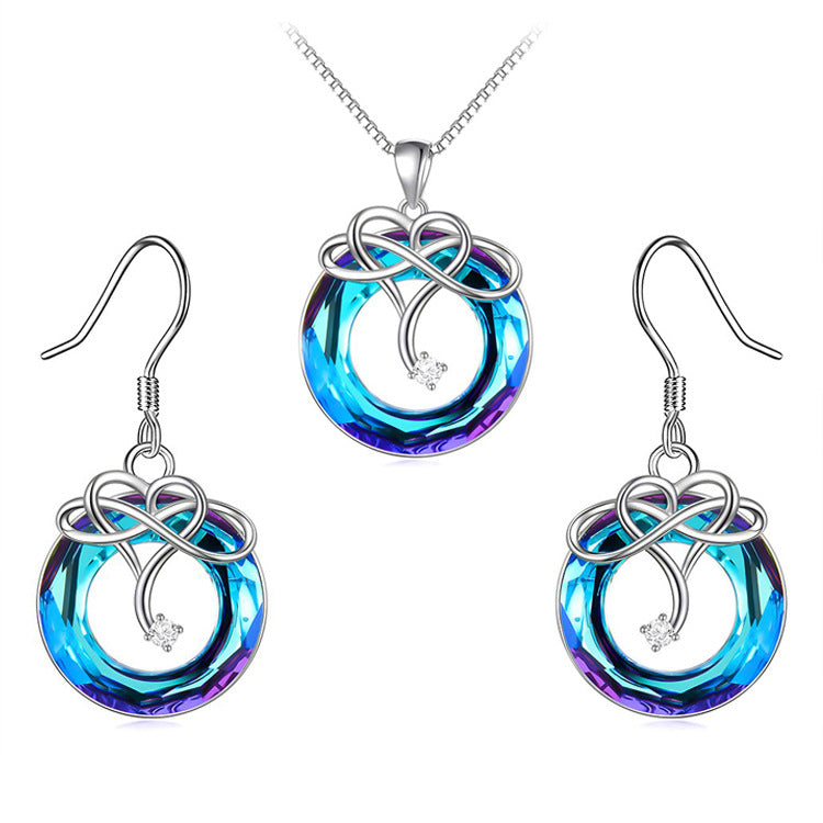 Infinite Love Crystal Necklace And Earrings Suite