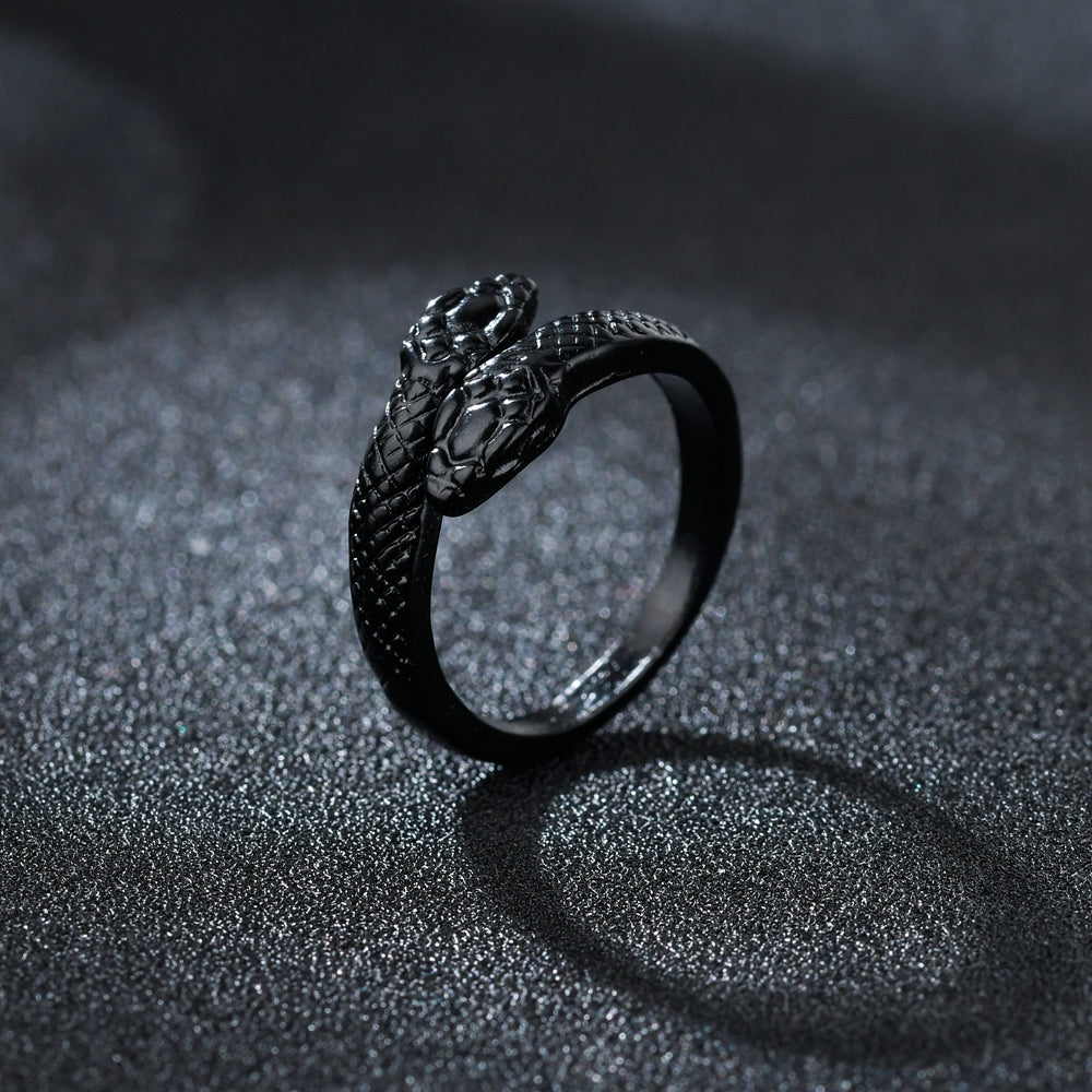 Gothic Double Head Snake Ring Adjustable Anima