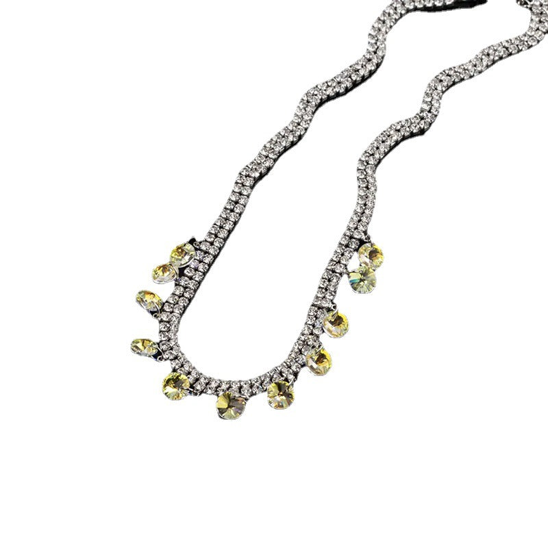 Trendy Iridescent Diamond Double Layer Necklace