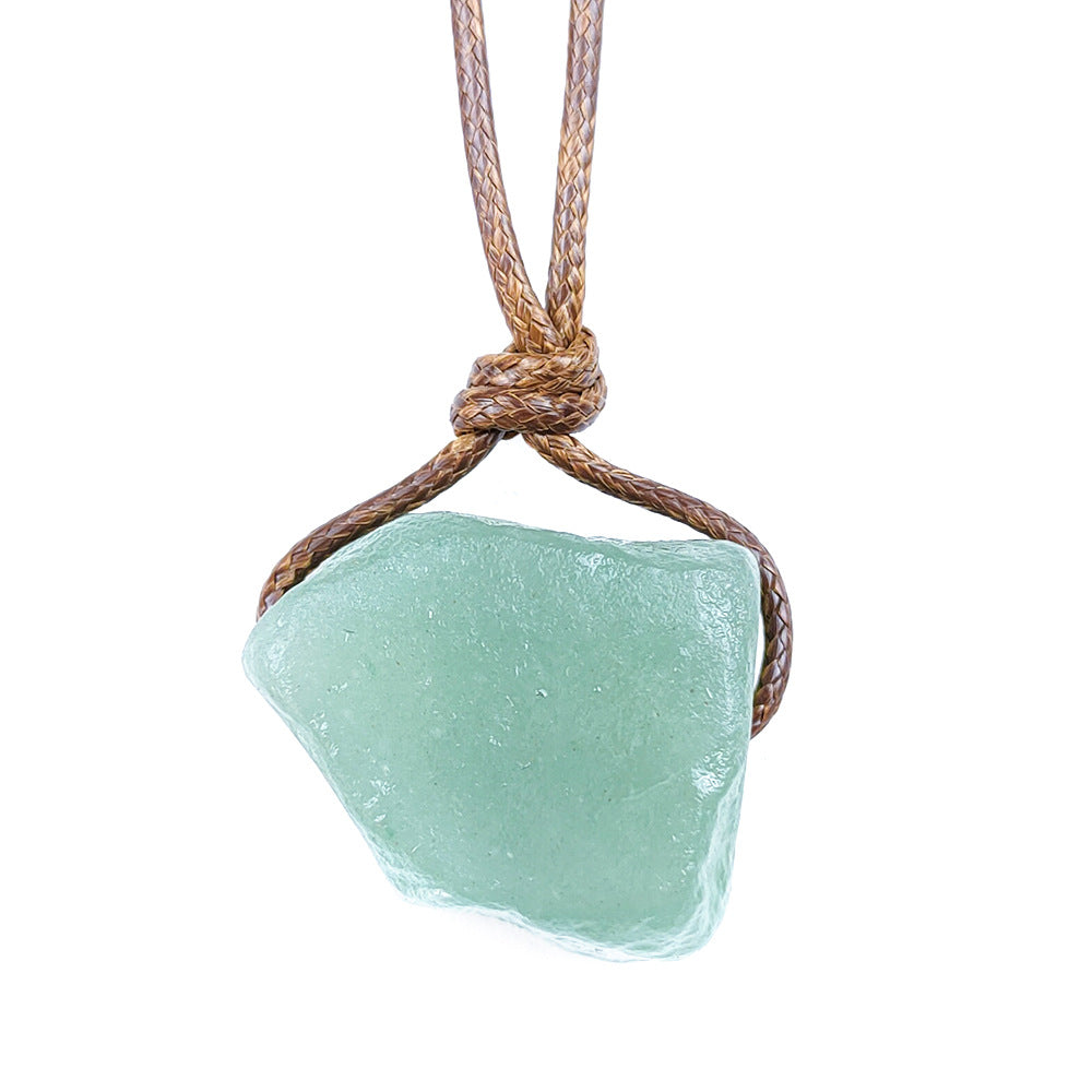 Irregular Specimen Of Natural Crystal Agate Rough Pendant Necklace