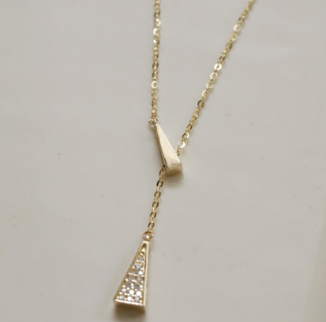 Triangular Y Shaped Diamond Crystal Braided Necklace