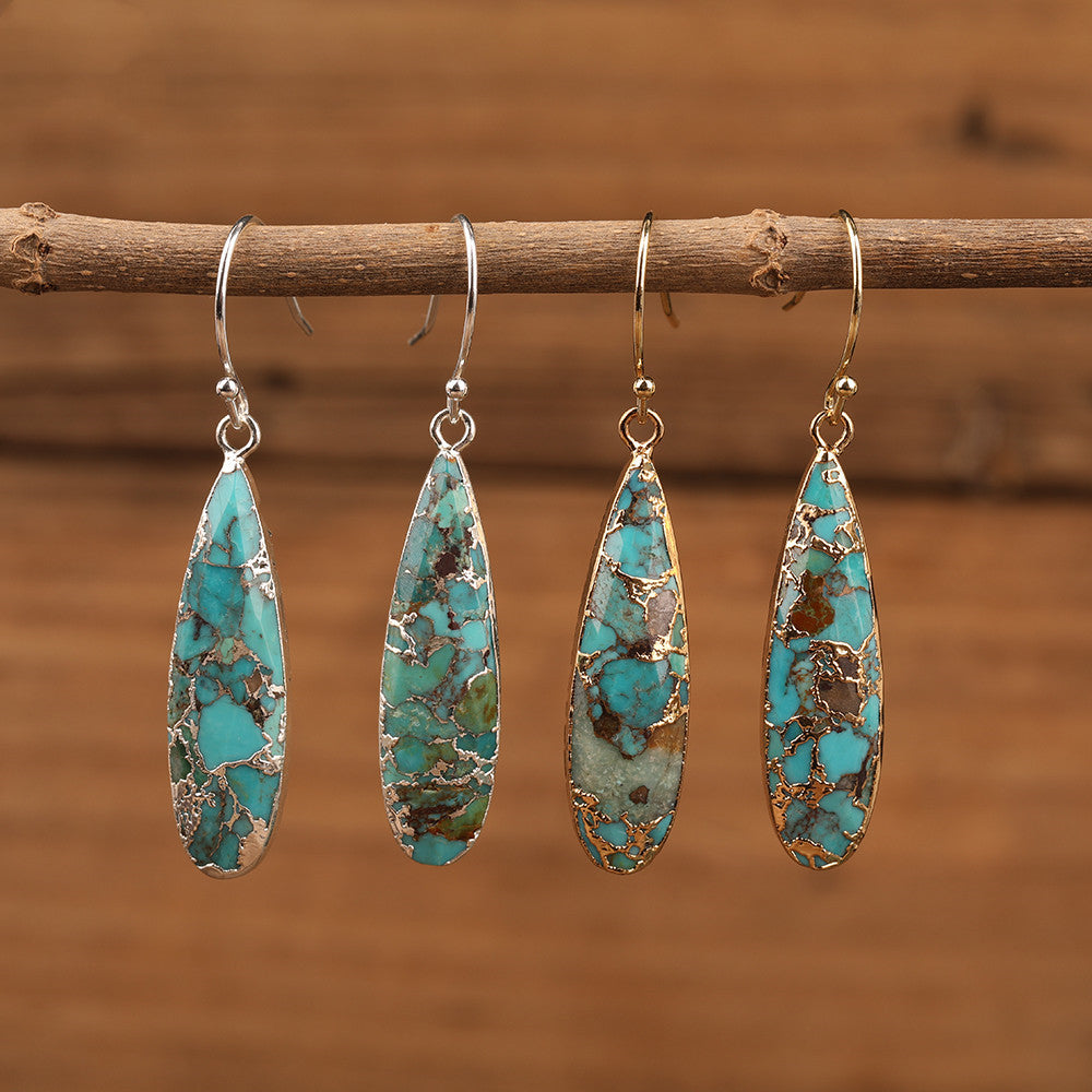 Women Natural Stone Earrings Drop Pendant