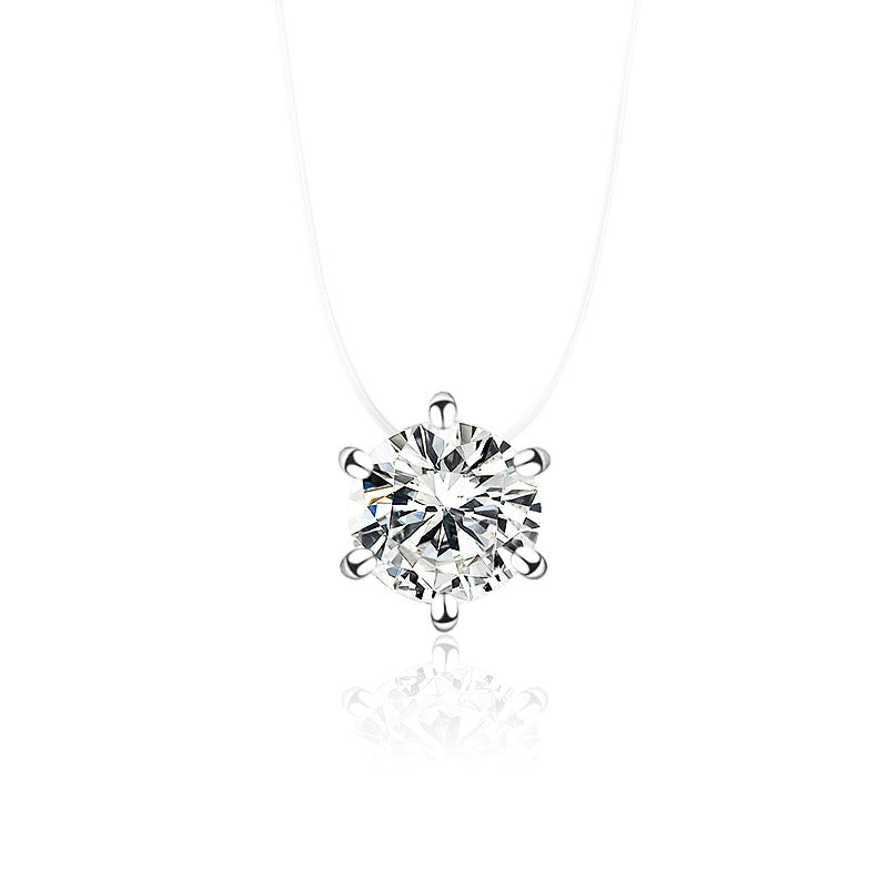 Multi-claw Diamond Zircon Pendant Necklace