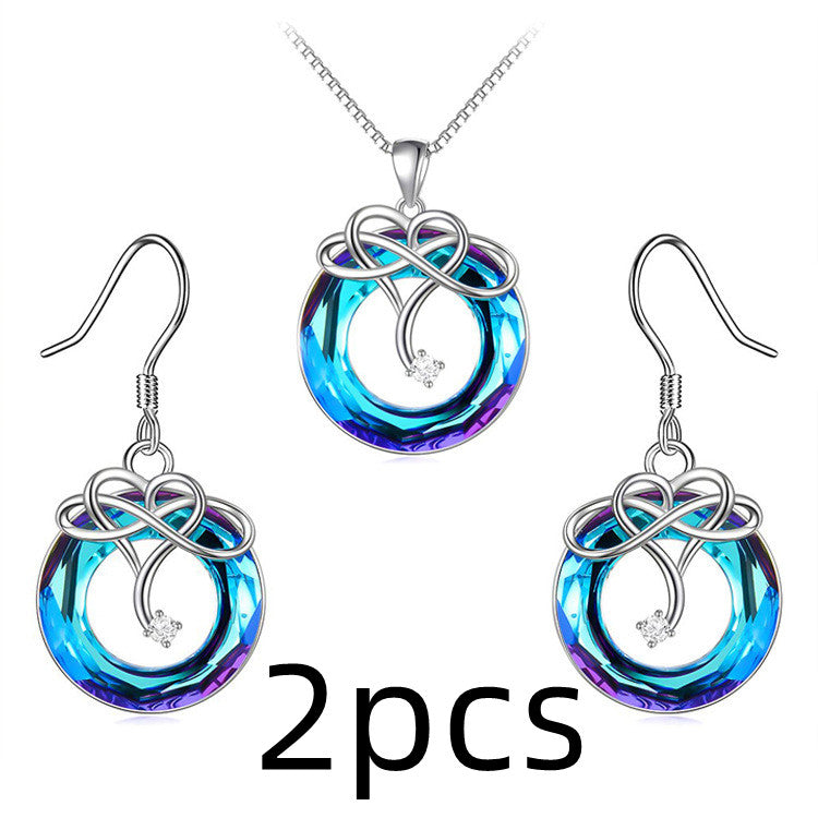 Infinite Love Crystal Necklace And Earrings Suite