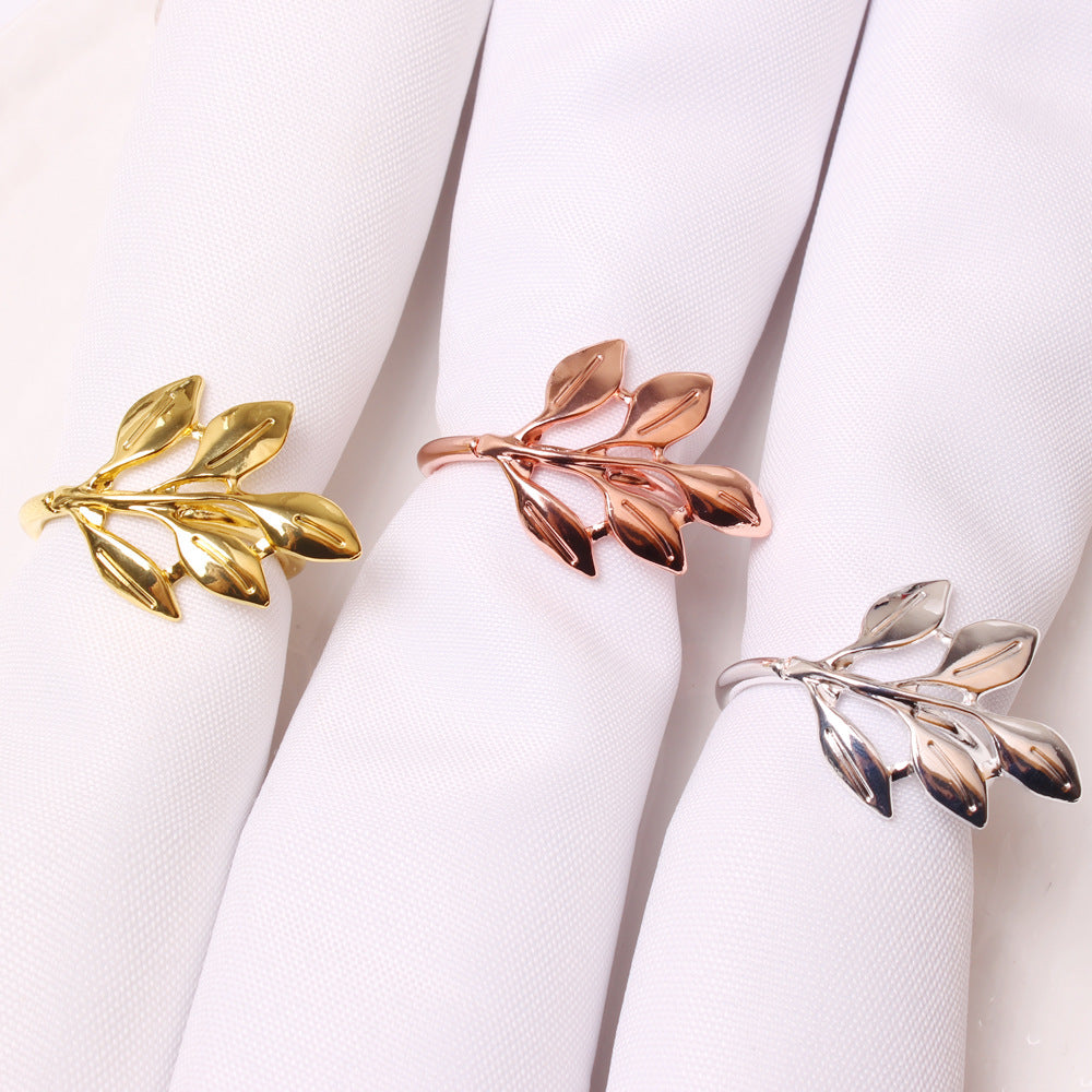 Gold-plated 5-petal Leaf Napkin Ring Fashion Maple Leaf Napkin Ring Leaf