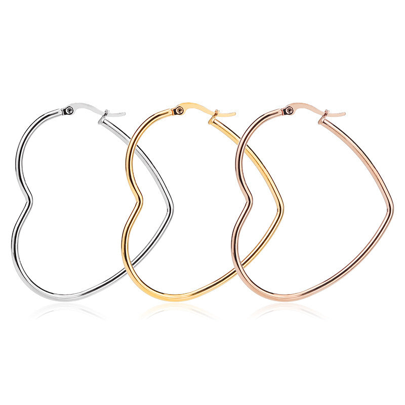 Fashion Titanium Heart Hoop Earrings