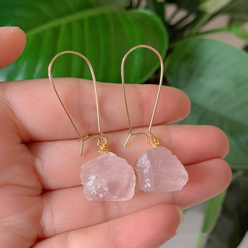 Natural Crystal  Irregular Stone Stud Earrings