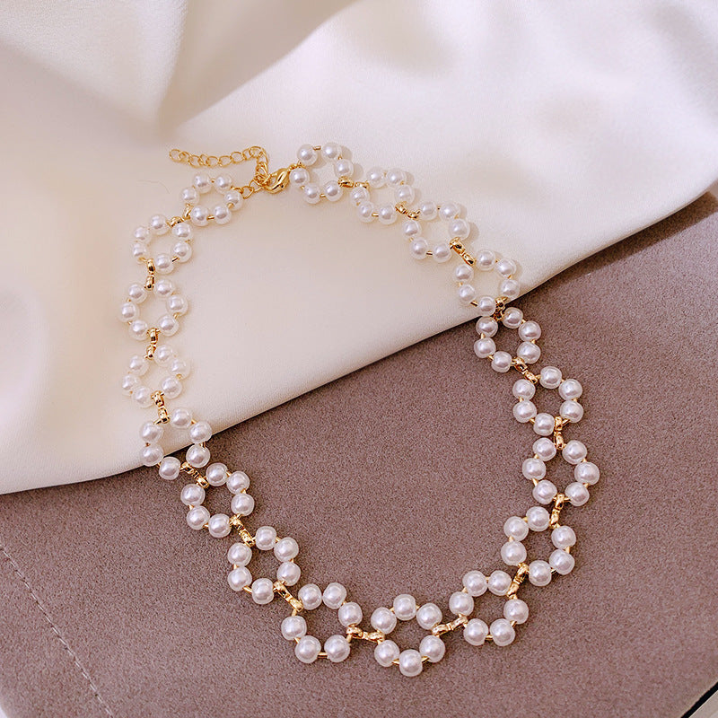 Women's Light Luxury Multi-layer Diamond Pearl Necklace