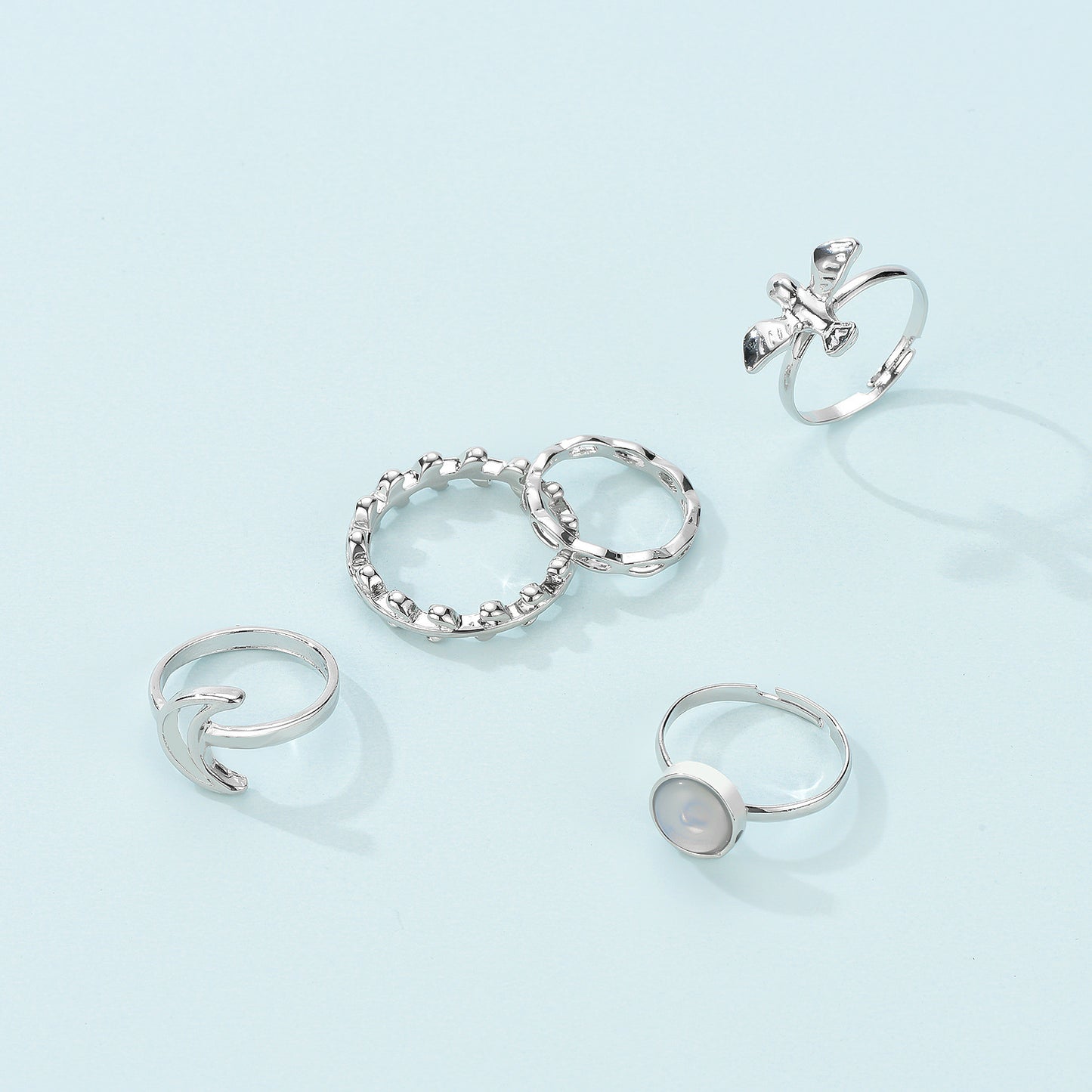 Flying Bird Shape Alloy Ring Moon 5-piece Set