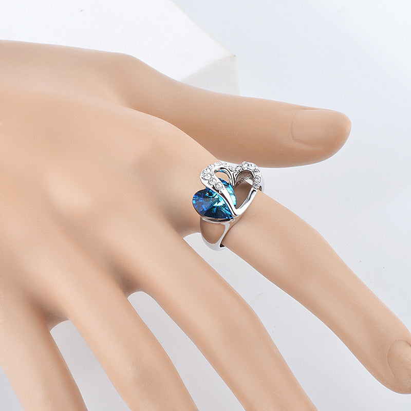Sapphire Crystal Sea Heart Diamond Ring