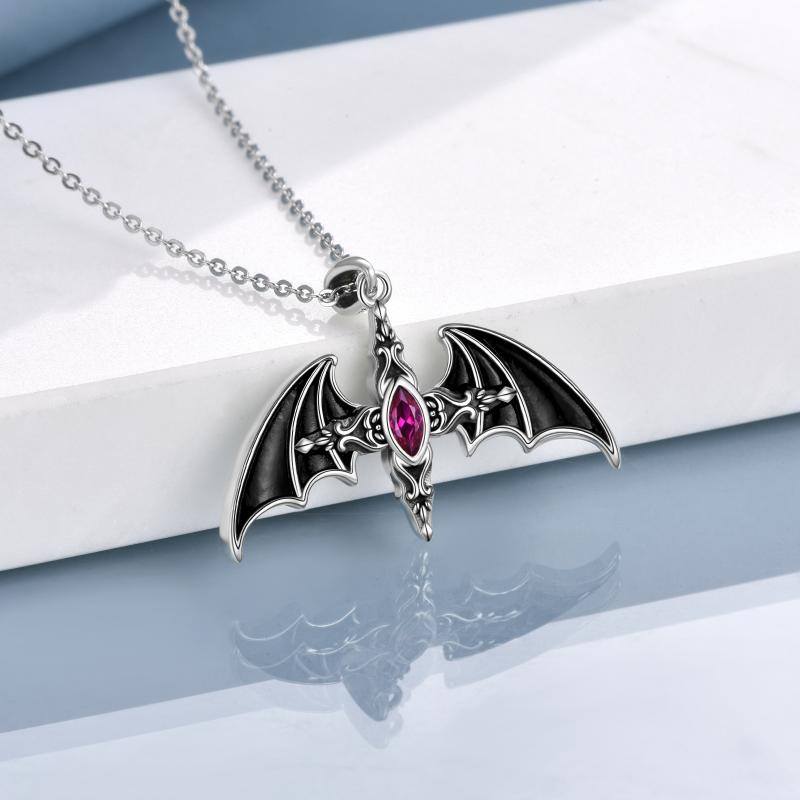 Bat Necklace 925 Sterling Sliver Celtic Cross Pendant Gothic Jewelry