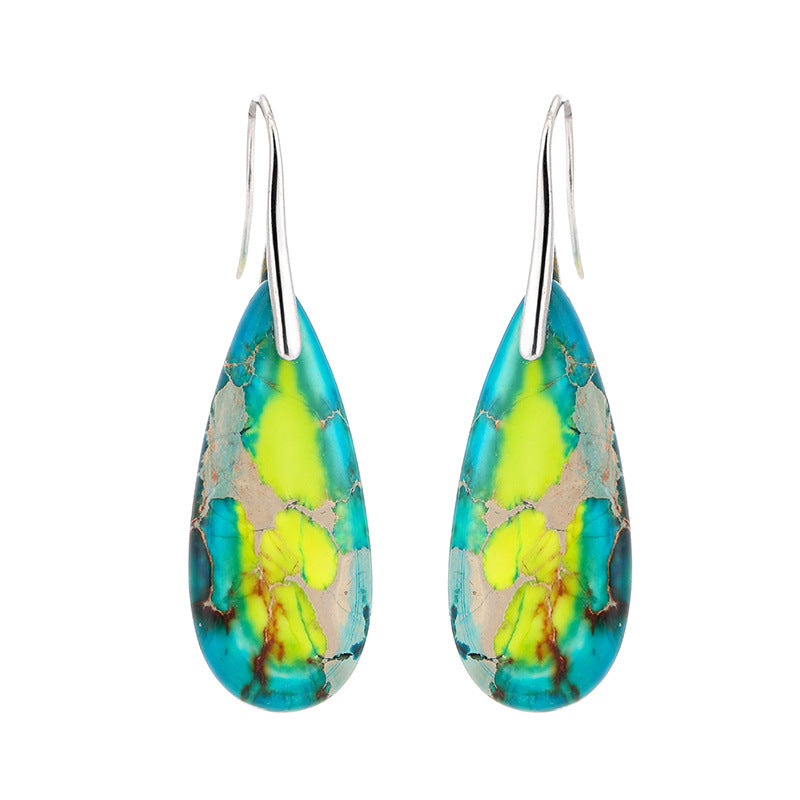 Emperor Stone Earrings Colored Natural Stone Drop Shaped Earrings