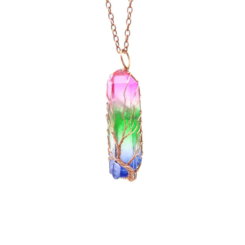 Hand-Wound Colorful Crystal Stone Necklace