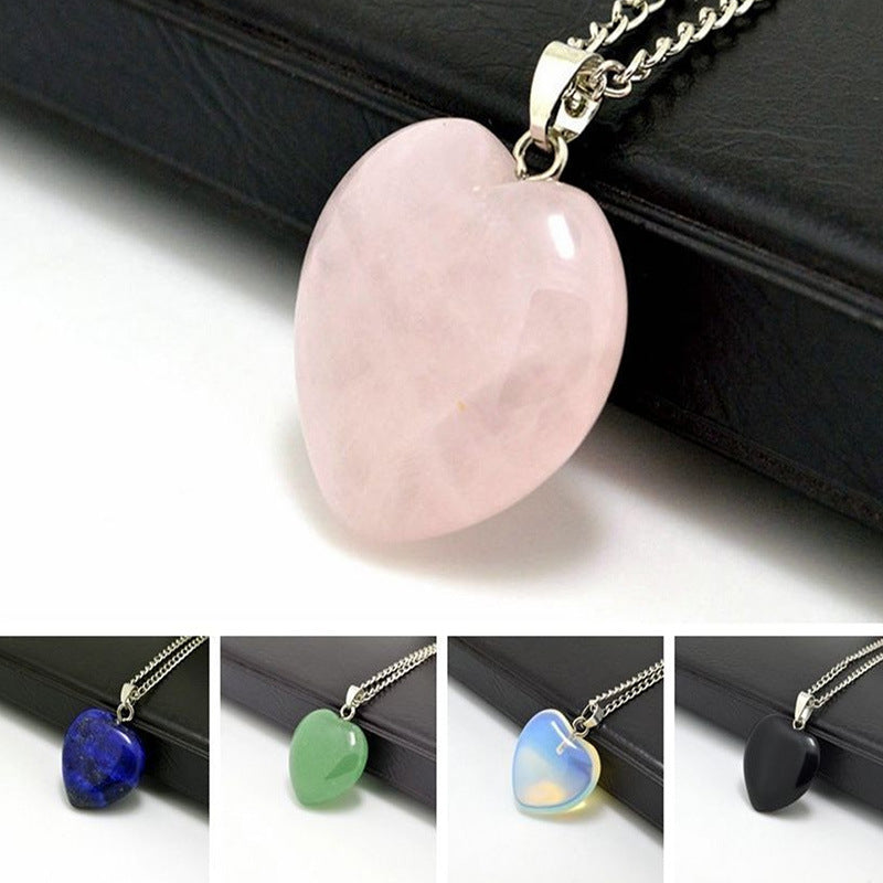 Crystal Stone Drop Shape Peach Heart Diy Jewelry Necklace