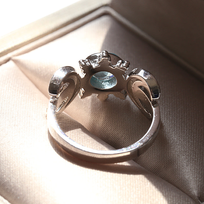 Vintage Thai Silver Moonstone Ring Ethnic Wind Diamond Ring