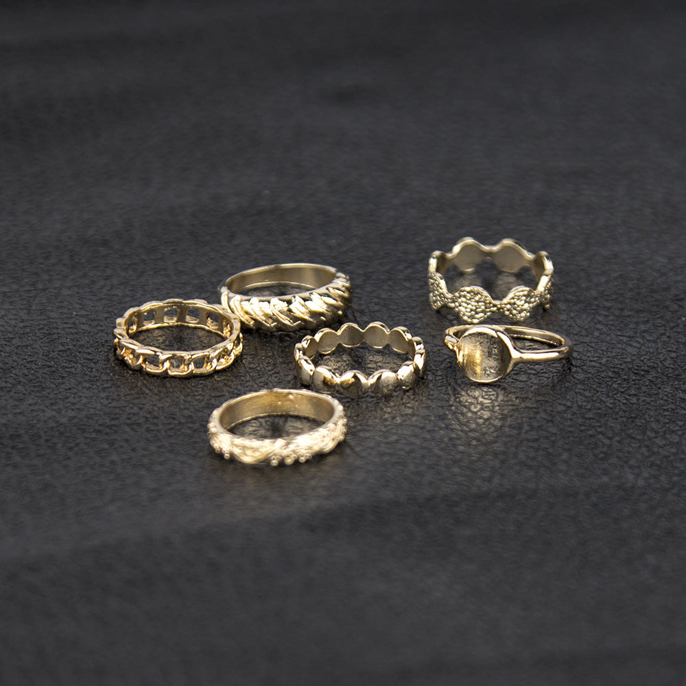 Alloy Six-Piece Simple Ring Set